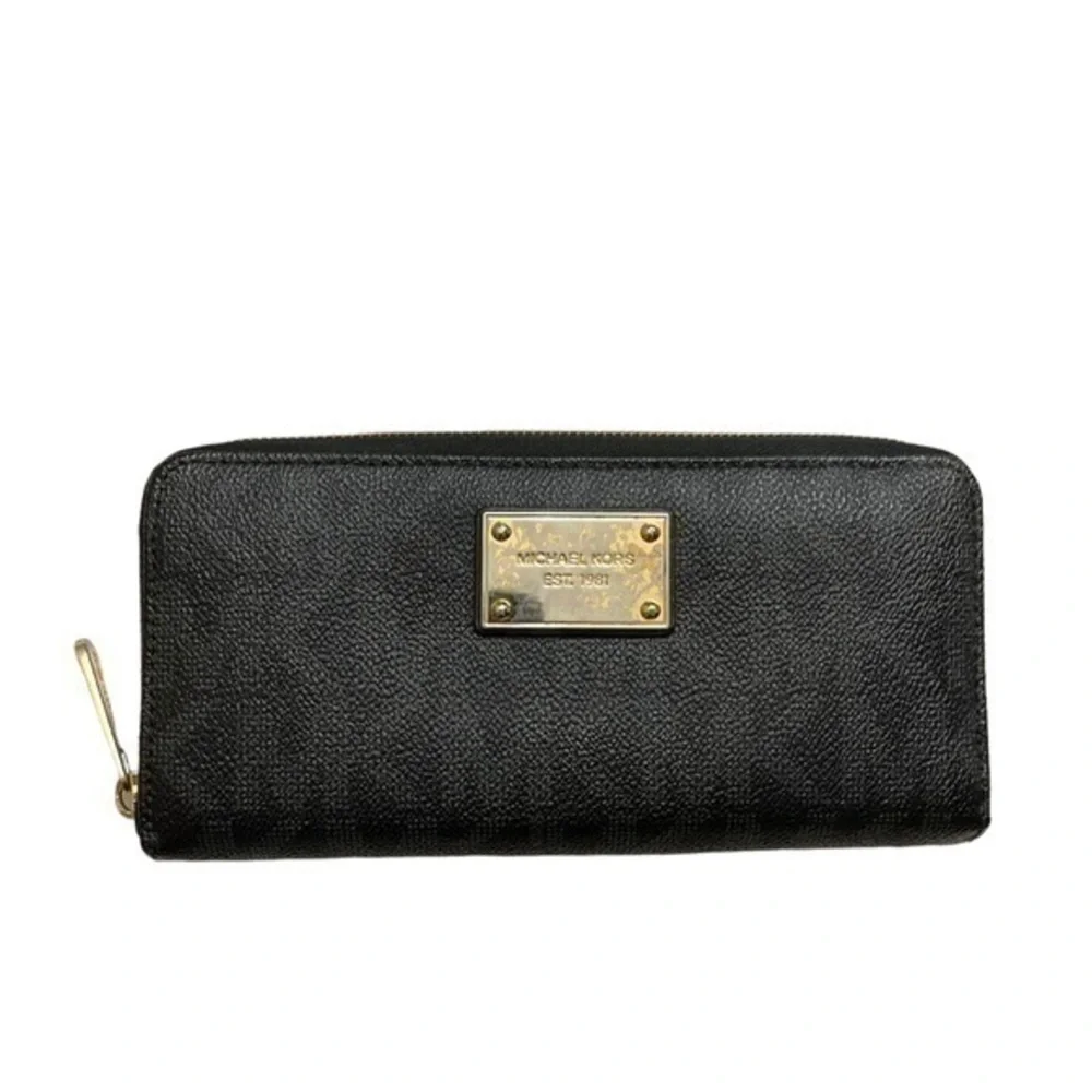 Michael kors signature mk zipper clutch wallet brown